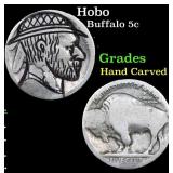 Hobo Buffalo Nickel 5c Grades Hand Carved
