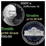 2007-s Proof Jefferson Nickel 5c Grades GEM++ Proo