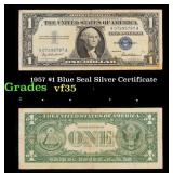 1957 $1 Blue Seal Silver Certificate Grades vf++