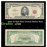 1963 $5 Red Seal United States Note Grades xf