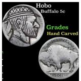 Hobo Buffalo Nickel 5c Grades Hand Carved