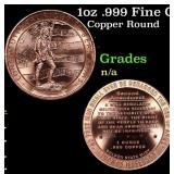 1oz .999 Fine Copper Bullion Round - Second Amendm