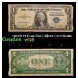 1935D $1 Blue Seal Silver Certificate Grades vf+
