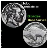 Hobo Buffalo Nickel 5c Grades Hand Carved