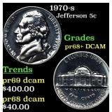 1970-s Proof Jefferson Nickel 5c Grades GEM++ Proo