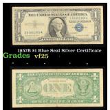 1957B $1 Blue Seal Silver Certificate Grades vf+