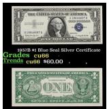 1957B $1 Blue Seal Silver Certificate Grades Gem+