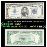 1934C $5 Blue Seal Silver Certificate Grades Choic