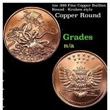 1oz .999 Fine Copper Bullion Round - Kraken style