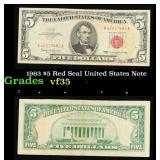 1963 $5 Red Seal United States Note Grades vf++