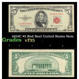 1953C $5 Red Seal United States Note Grades vf++