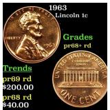 1963 Proof Lincoln Cent 1c Grades Gem++ Proof Red