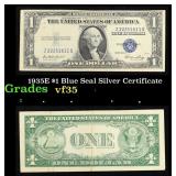 1935E $1 Blue Seal Silver Certificate Grades vf++