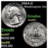 1984-d Washington Quarter 25c Grades GEM++ Unc