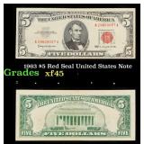 1963 $5 Red Seal United States Note Grades xf+