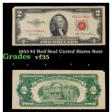 1953 $2 Red Seal United States Note Grades vf++