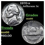 1970-s Jefferson Nickel 5c Grades GEM+ Unc