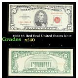1963 $5 Red Seal United States Note Grades xf