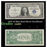 1957 $1 Blue Seal Silver Certificate Grades Gem CU