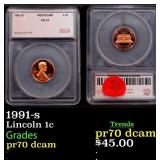 1991-s Proof Lincoln Cent 1c pr70 dcam SEGS