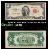 1953B $2 Red Seal United States Note Grades xf