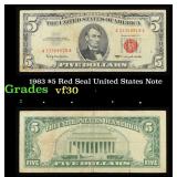 1963 $5 Red Seal United States Note Grades vf++