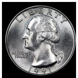 1991-d Washington Quarter 25c Grades GEM+ Unc
