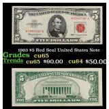 1963 $5 Red Seal United States Note Grades Gem CU