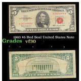 1963 $5 Red Seal United States Note Grades vf++