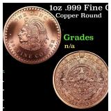 1oz .999 Fine Copper Bullion Round - Aztec Calenda
