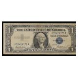 1957 $1 Blue Seal Silver Certificate Grades vf+