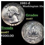 1981-d Washington Quarter 25c Grades GEM++ Unc
