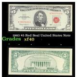 1963 $5 Red Seal United States Note Grades xf