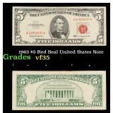 1963 $5 Red Seal United States Note Grades vf++
