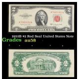 1953B $2 Red Seal United States Note Grades Choice