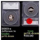 2003-s Proof Jefferson Nickel 5c pr70 dcam SEGS