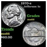 1970-s Jefferson Nickel 5c Grades GEM+ Unc