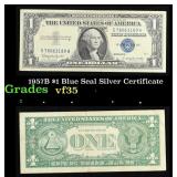 1957B $1 Blue Seal Silver Certificate Grades vf++