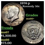 1974-p Kennedy Half Dollar 50c Grades GEM++ Unc