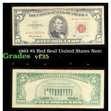 1963 $5 Red Seal United States Note Grades vf++