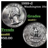 1989-d Washington Quarter 25c Grades GEM+ Unc