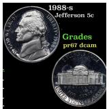 1988-s Proof Jefferson Nickel 5c Grades GEM++ Proo