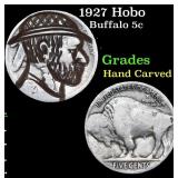 1927 Hobo Buffalo Nickel 5c Grades Hand Carved