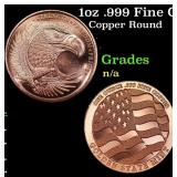 1oz .999 Fine Copper Bullion Round - Strength Free