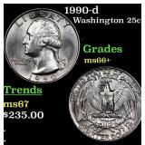 1990-d Washington Quarter 25c Grades GEM++ Unc