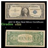 1957 $1 Blue Seal Silver Certificate vf+