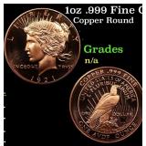 1oz .999 Fine Copper Bullion Round - Peace Dollar