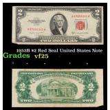 1953B $2 Red Seal United States Note Grades vf+