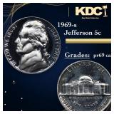1969-s Proof Jefferson Nickel 5c Grades GEM++ Proo
