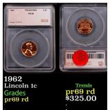 1962 Proof Lincoln Cent 1c pr69 rd SEGS